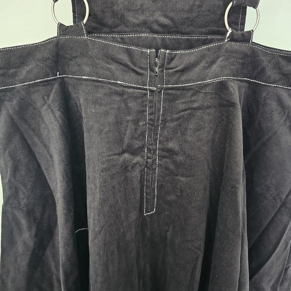 Unique Vintage 1960s Black Corduroy Brionne Pinafore Skirt 1X 16 - Picture 5 of 10